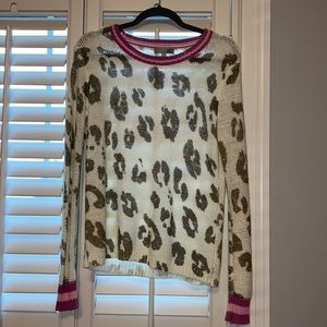 Kut From the Kloth cheetah print ivory and pink knit sweater